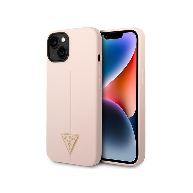 Guess Silicone Triangle dėklas iPhone 14 - rožinis