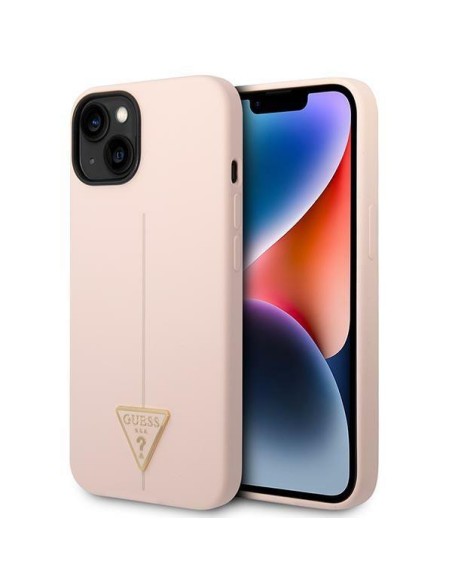 Guess Silicone Triangle dėklas iPhone 14 - rožinis Guess Silicone Triangle dėklas iPhone 14 - rožinis