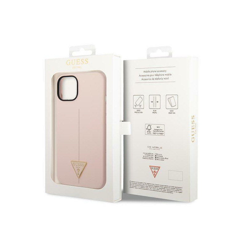 Guess Silicone Triangle dėklas iPhone 14 - rožinis