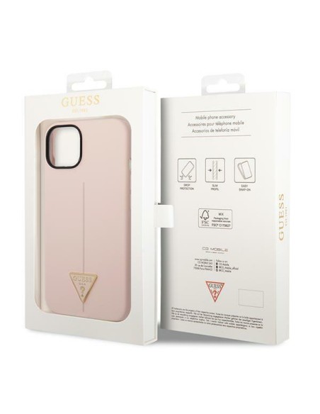 Guess Silicone Triangle dėklas iPhone 14 - rožinis Guess Silicone Triangle dėklas iPhone 14 - rožinis