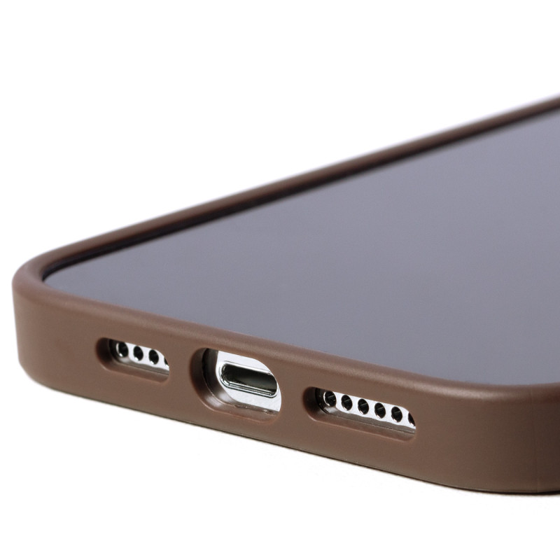 Guess 4G Metal Gold Logo dėklas, skirtas iPhone 14 Pro Max - rudas