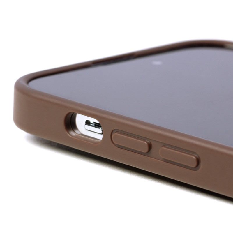 Guess 4G Metal Gold Logo dėklas, skirtas iPhone 14 Pro Max - rudas
