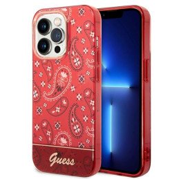Guess Bandana Paisley dėklas, skirtas iPhone 14 Pro Max - raudonas
