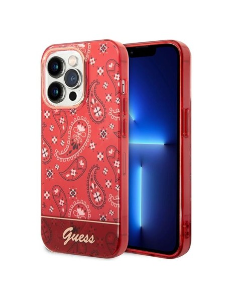 Guess Bandana Paisley dėklas, skirtas iPhone 14 Pro Max - raudonas Guess Bandana Paisley dėklas, skirtas iPhone 14 Pro Max - raudonas