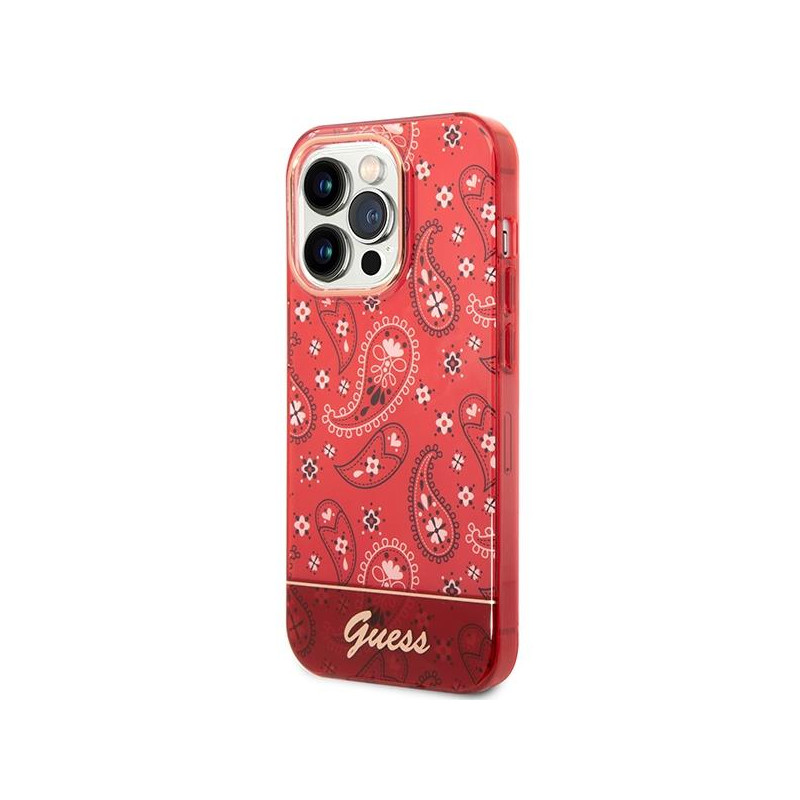 Guess Bandana Paisley dėklas, skirtas iPhone 14 Pro Max - raudonas