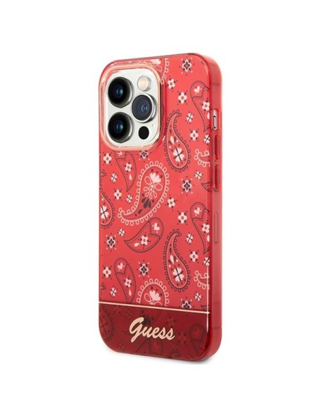 Guess Bandana Paisley dėklas, skirtas iPhone 14 Pro Max - raudonas Guess Bandana Paisley dėklas, skirtas iPhone 14 Pro Max - raudonas
