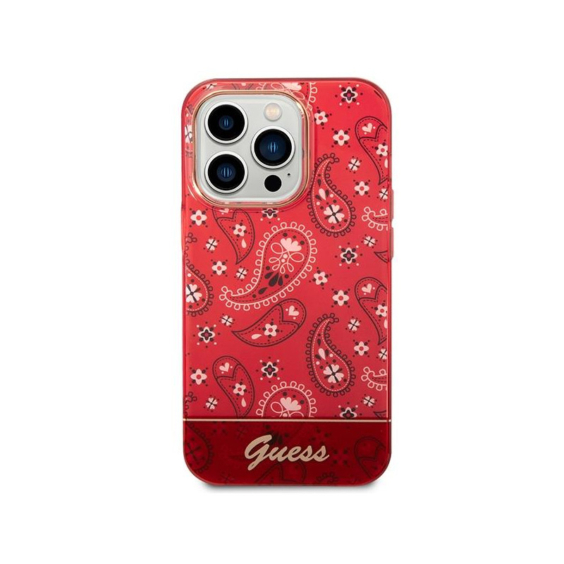 Guess Bandana Paisley dėklas, skirtas iPhone 14 Pro Max - raudonas