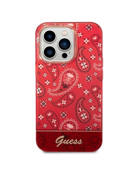 Guess Bandana Paisley dėklas, skirtas iPhone 14 Pro Max - raudonas Guess Bandana Paisley dėklas, skirtas iPhone 14 Pro Max - raudonas