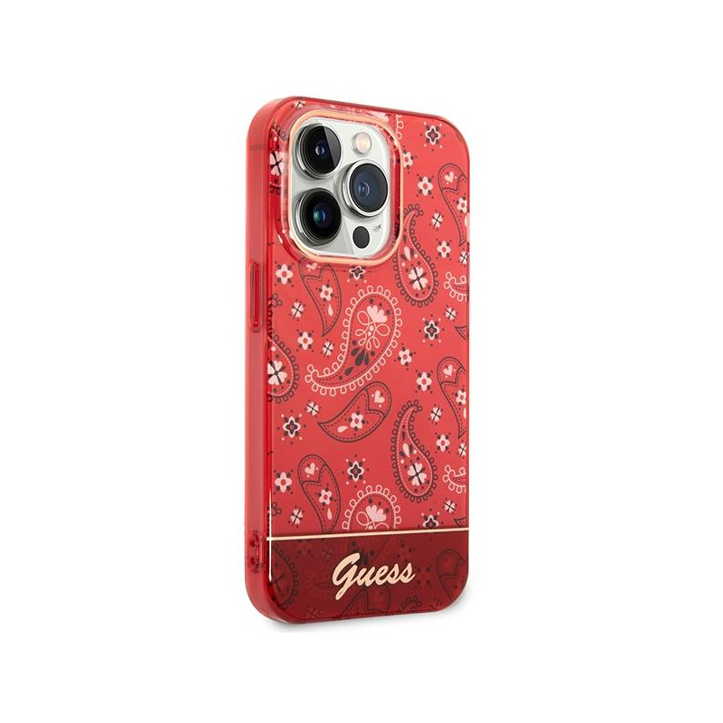 Guess Bandana Paisley dėklas, skirtas iPhone 14 Pro Max - raudonas