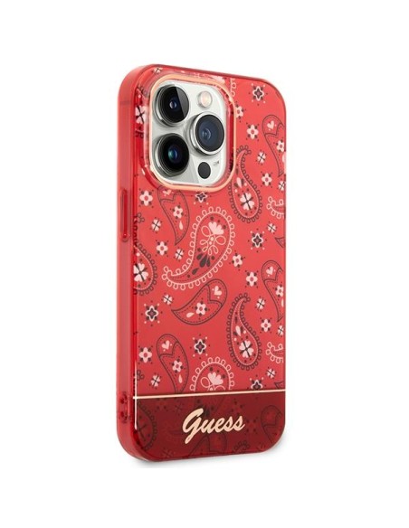 Guess Bandana Paisley dėklas, skirtas iPhone 14 Pro Max - raudonas Guess Bandana Paisley dėklas, skirtas iPhone 14 Pro Max - raudonas