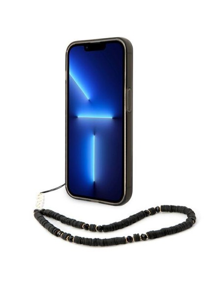 Guess Translucent Pearl Strap dėklas, skirtas iPhone 14 Pro Max - juodas Guess Translucent Pearl Strap dėklas, skirtas iPhone 14 Pro Max - juodas