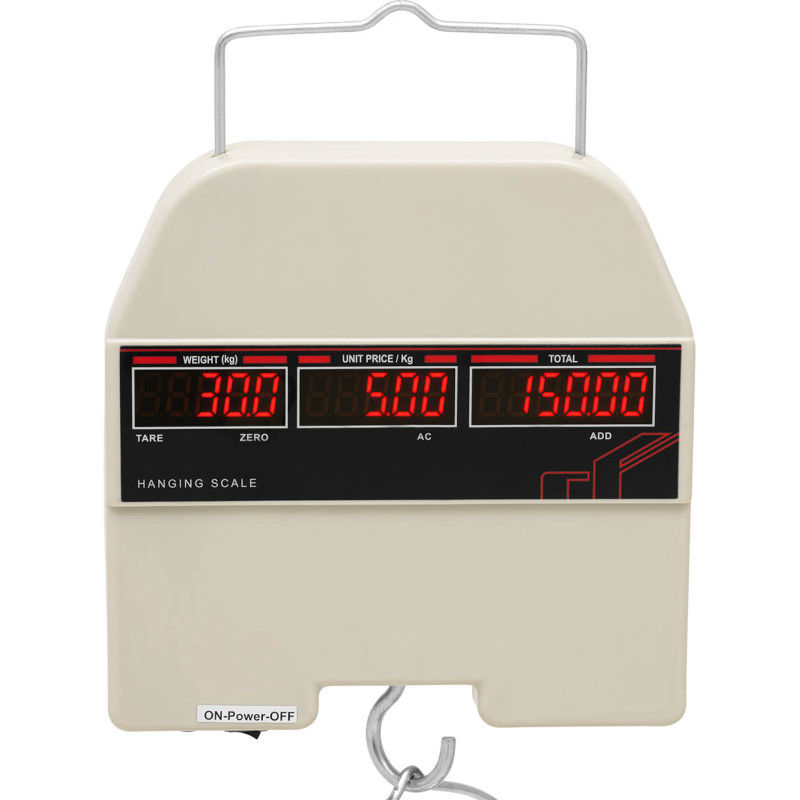 Pakabinamos LED parduotuvės svarstyklės 30 kg / 0,005 kg