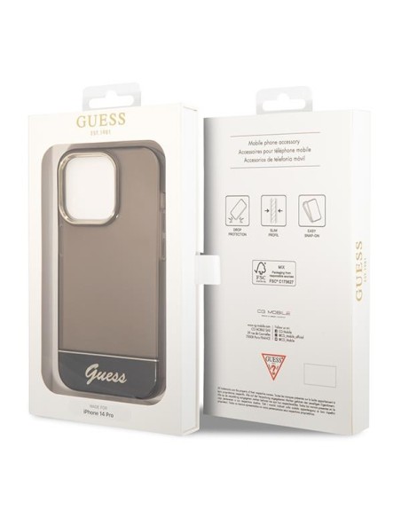 Guess Permatomas dėklas iPhone 14 Pro Max - juodas