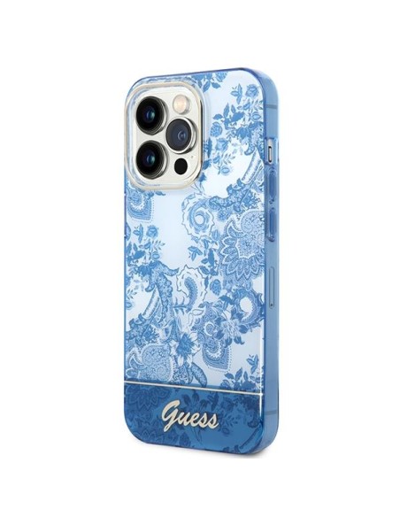 Guess Porcelain Collection dėklas, skirtas iPhone 14 Pro Max - mėlynas Guess Porcelain Collection dėklas, skirtas iPhone 14 Pro Max - mėlynas
