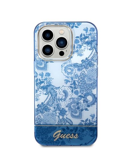 Guess Porcelain Collection dėklas, skirtas iPhone 14 Pro Max - mėlynas Guess Porcelain Collection dėklas, skirtas iPhone 14 Pro Max - mėlynas