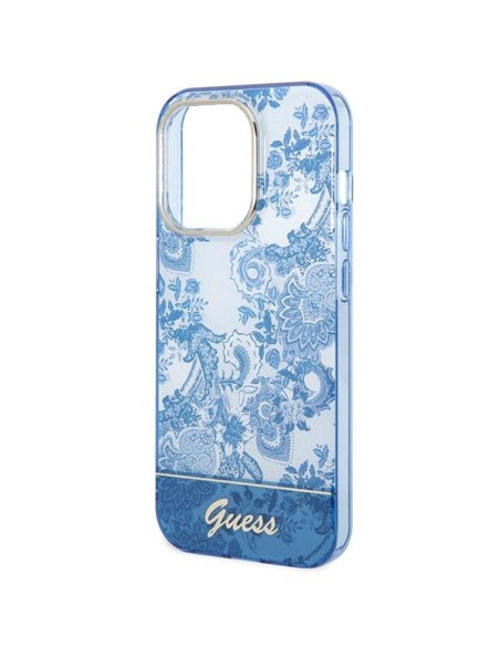 Guess Porcelain Collection dėklas, skirtas iPhone 14 Pro Max - mėlynas Guess Porcelain Collection dėklas, skirtas iPhone 14 Pro Max - mėlynas