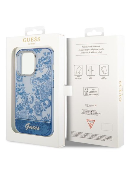 Guess Porcelain Collection dėklas, skirtas iPhone 14 Pro Max - mėlynas Guess Porcelain Collection dėklas, skirtas iPhone 14 Pro Max - mėlynas
