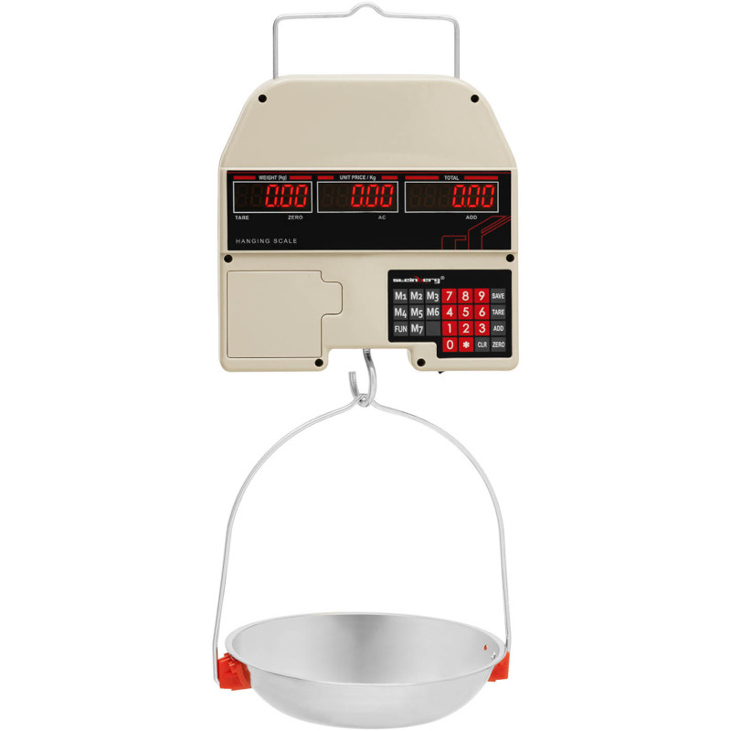 Pakabinamos LED parduotuvės svarstyklės 30 kg / 0,005 kg
