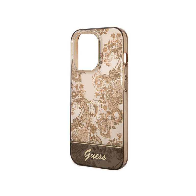 Guess Porcelain Collection dėklas, skirtas iPhone 14 Pro Max - smėlio spalvos