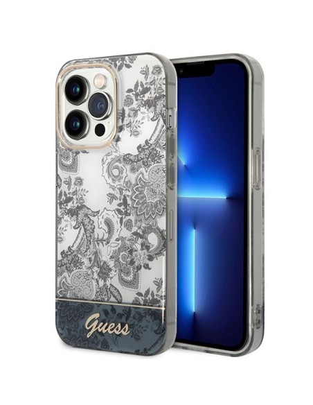 Guess Porcelain Collection dėklas, skirtas iPhone 14 Pro Max - pilkas Guess Porcelain Collection dėklas, skirtas iPhone 14 Pro Max - pilkas