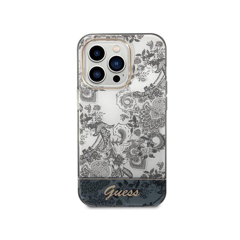 Guess Porcelain Collection dėklas, skirtas iPhone 14 Pro Max - pilkas
