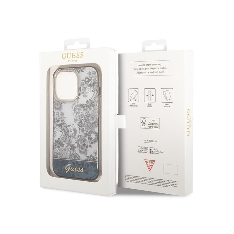Guess Porcelain Collection dėklas, skirtas iPhone 14 Pro Max - pilkas