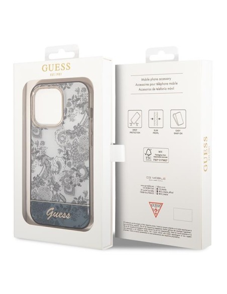 Guess Porcelain Collection dėklas, skirtas iPhone 14 Pro Max - pilkas Guess Porcelain Collection dėklas, skirtas iPhone 14 Pro Max - pilkas