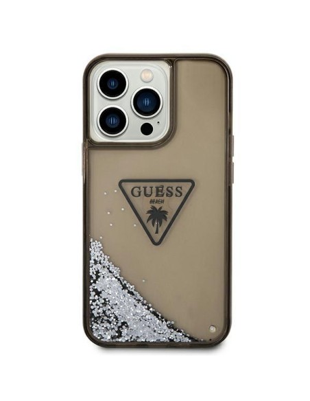 Guess Liquid Glitter Palm Collection dėklas, skirtas iPhone 14 Pro Max - juodas Guess Liquid Glitter Palm Collection dėklas, skirtas iPhone 14 Pro Max - juodas