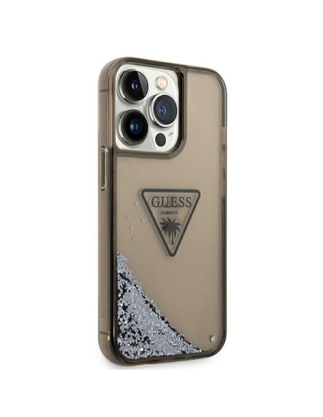 Guess Liquid Glitter Palm Collection dėklas, skirtas iPhone 14 Pro Max - juodas Guess Liquid Glitter Palm Collection dėklas, skirtas iPhone 14 Pro Max - juodas
