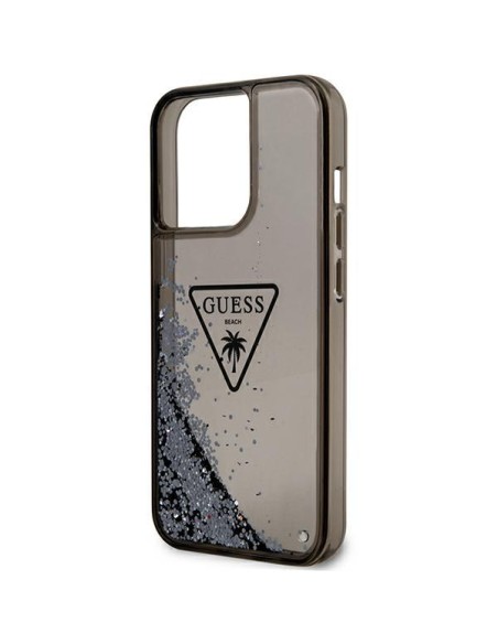 Guess Liquid Glitter Palm Collection dėklas, skirtas iPhone 14 Pro Max - juodas Guess Liquid Glitter Palm Collection dėklas, skirtas iPhone 14 Pro Max - juodas