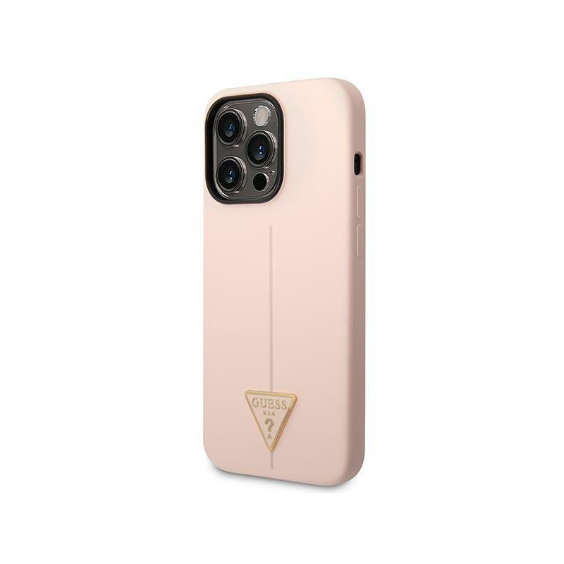 Guess Silicone Triangle dėklas, skirtas iPhone 14 Pro Max - rožinis