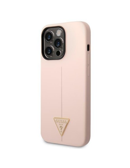 Guess Silicone Triangle dėklas, skirtas iPhone 14 Pro Max - rožinis