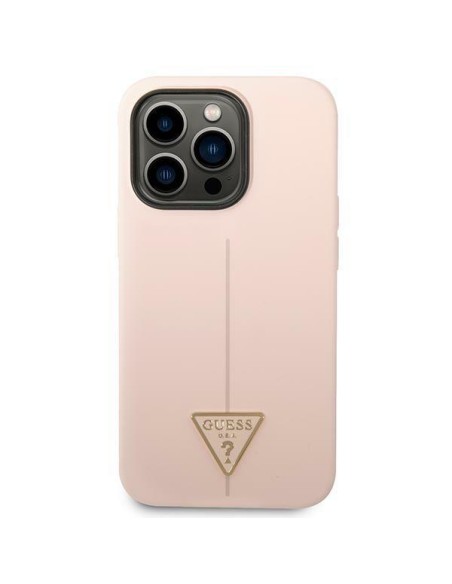Guess Silicone Triangle dėklas, skirtas iPhone 14 Pro Max - rožinis
