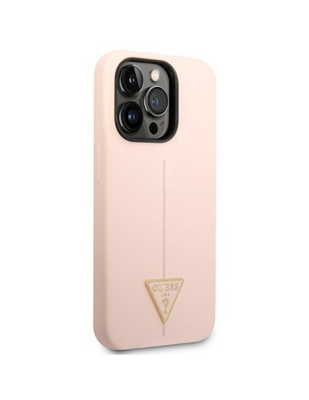 Guess Silicone Triangle dėklas, skirtas iPhone 14 Pro Max - rožinis