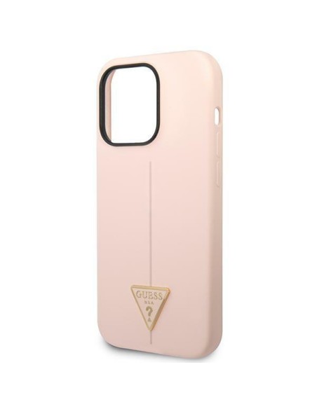Guess Silicone Triangle dėklas, skirtas iPhone 14 Pro Max - rožinis