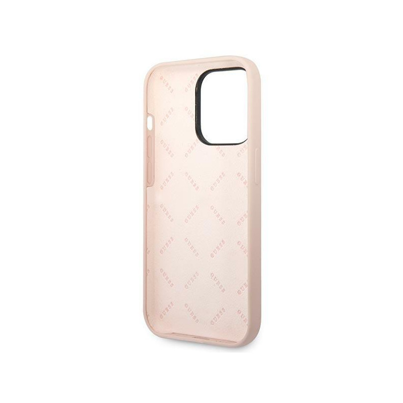 Guess Silicone Triangle dėklas, skirtas iPhone 14 Pro Max - rožinis