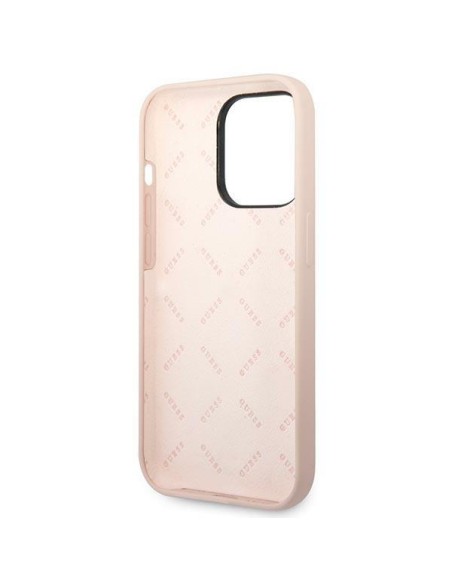 Guess Silicone Triangle dėklas, skirtas iPhone 14 Pro Max - rožinis