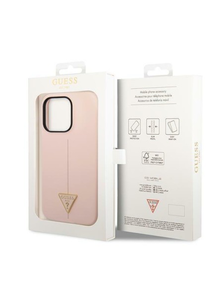 Guess Silicone Triangle dėklas, skirtas iPhone 14 Pro Max - rožinis