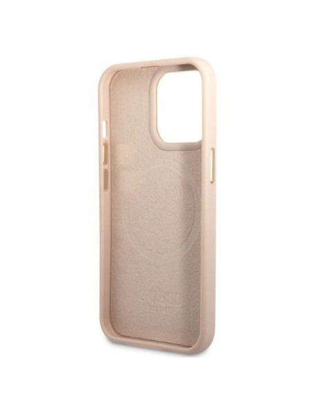 „Guess 4G Logo Plate MagSafe“ dėklas, skirtas „iPhone 13 Pro“ / „iPhone 13“ – rožinis „Guess 4G Logo Plate MagSafe“ dėklas, skirtas „iPhone 13 Pro“ / „iPhone 13“ – rožinis