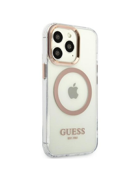 Guess Metal Outline MagSafe dėklas iPhone 13 Pro Max - auksinis
