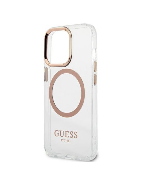 Guess Metal Outline MagSafe dėklas iPhone 13 Pro Max - auksinis