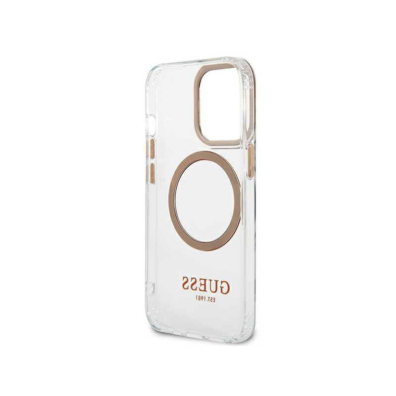 Guess Metal Outline MagSafe dėklas iPhone 13 Pro Max - auksinis