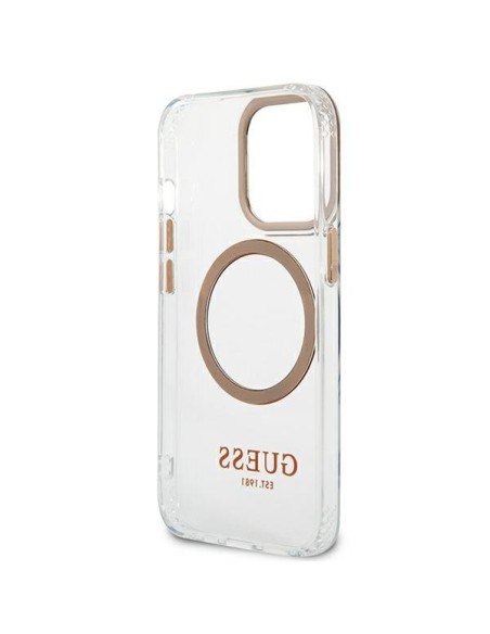 Guess Metal Outline MagSafe dėklas iPhone 13 Pro Max - auksinis