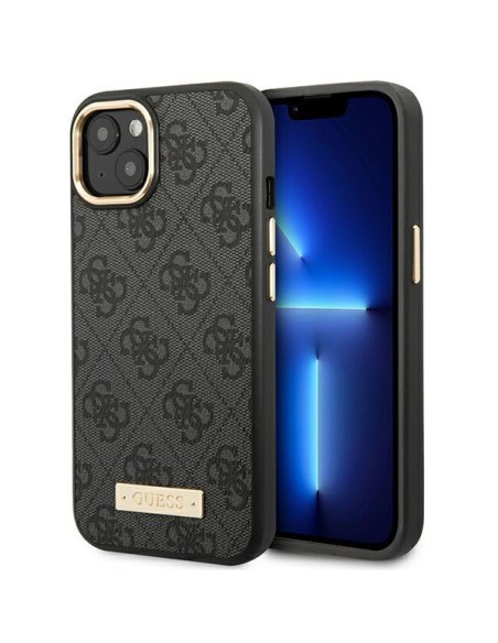 Guess 4G Logo Plate MagSafe dėklas iPhone 14 Plus - juodas