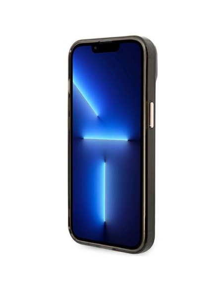 Guess Gold Outline permatomas MagSafe dėklas iPhone 14 - juodas Guess Gold Outline permatomas MagSafe dėklas iPhone 14 - juodas