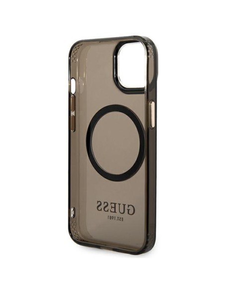 Guess Gold Outline permatomas MagSafe dėklas iPhone 14 - juodas Guess Gold Outline permatomas MagSafe dėklas iPhone 14 - juodas