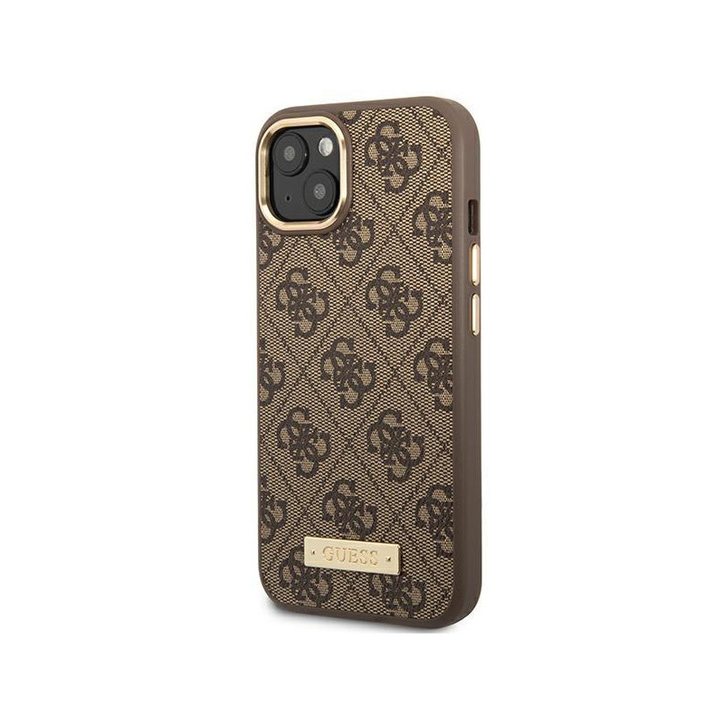Guess 4G Logo Plate MagSafe dėklas iPhone 14 - rudas
