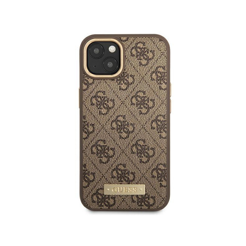 Guess 4G Logo Plate MagSafe dėklas iPhone 14 - rudas
