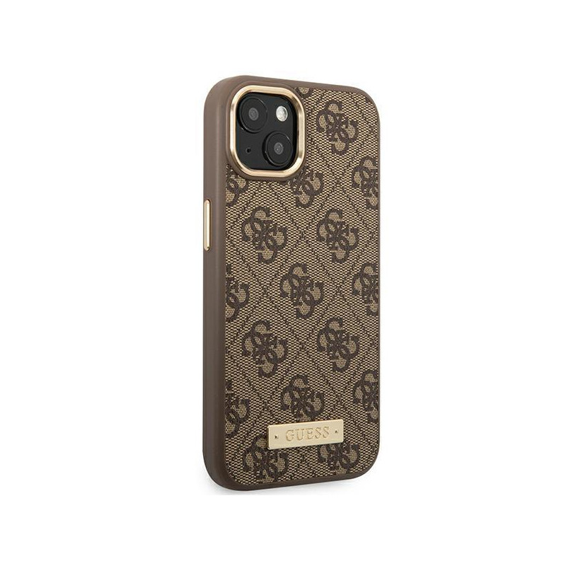 Guess 4G Logo Plate MagSafe dėklas iPhone 14 - rudas