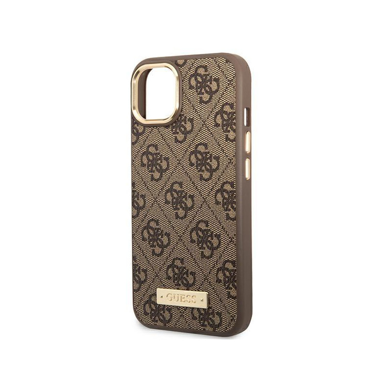 Guess 4G Logo Plate MagSafe dėklas iPhone 14 - rudas